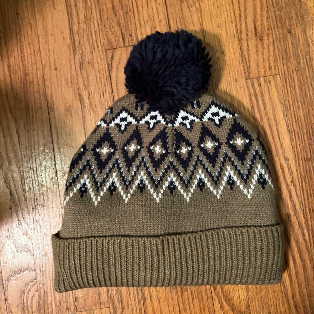 Brown Knit Pom-Pom Beanie